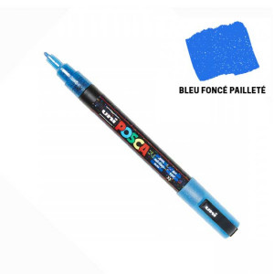Marqueur PC-3M pailleté pointe conique fine - Bleu foncé