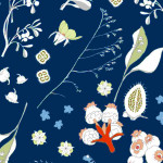 Tissu 50 x 140 cm Fleurs sauvages bleu